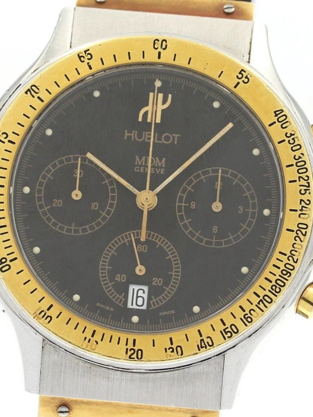 HUBLOT MDM 1621.2 Chronograph YG 2 tone Black Dial Quartz Men's Watch_899553